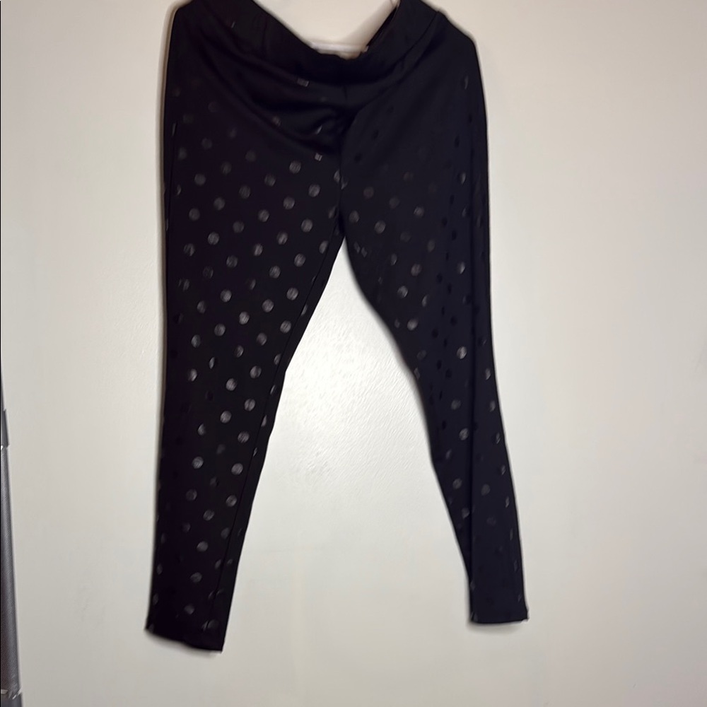 Metaphor Black Leggings with Metallic Polka Dot Design